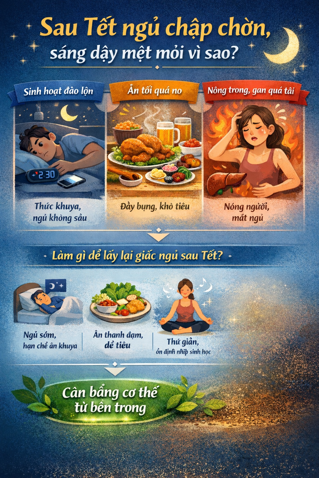 Sau Tết ngủ chập chờn, sáng dậy mệt mỏi vì sao?