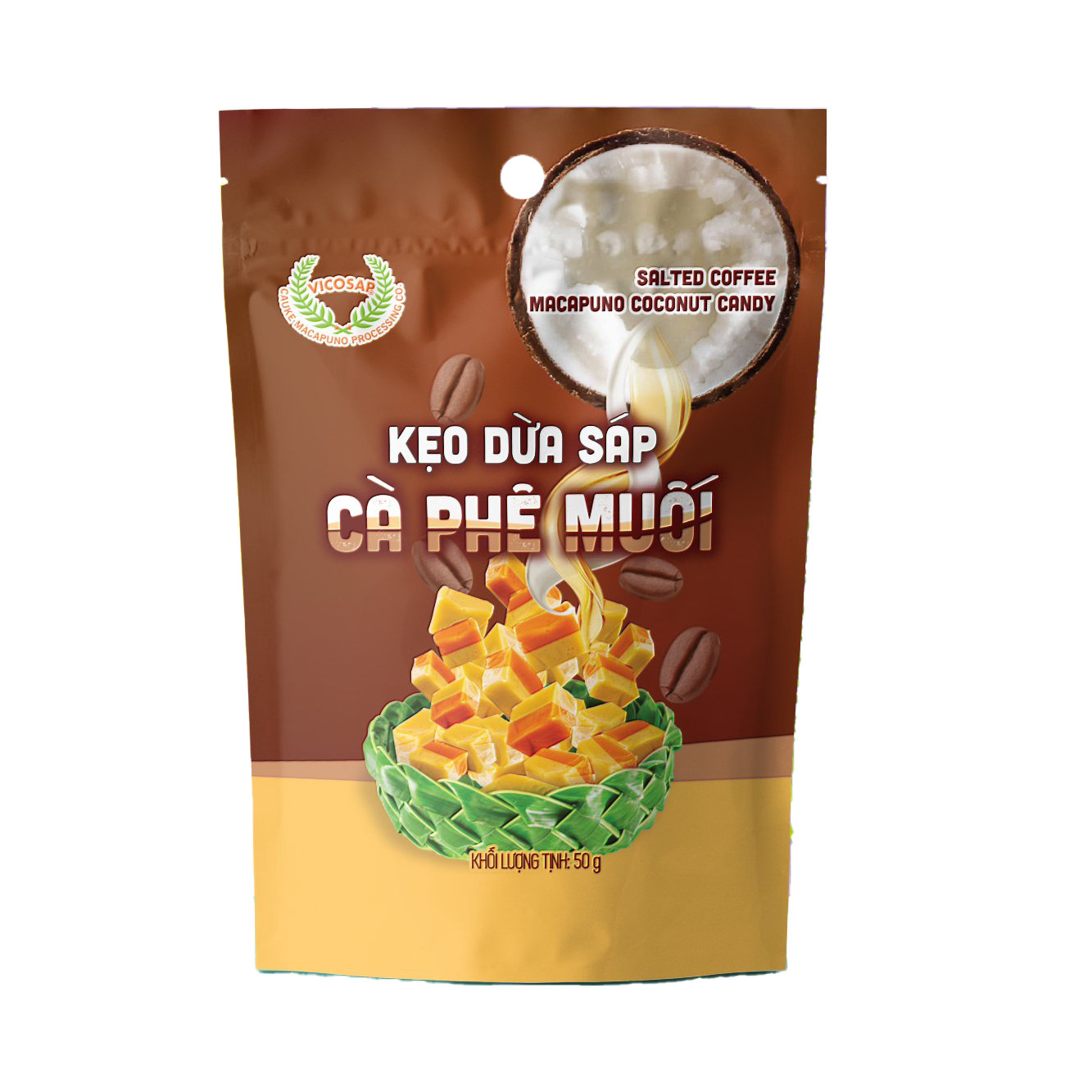 Kẹo Dừa sáp vị cà phê muối  túi 50g