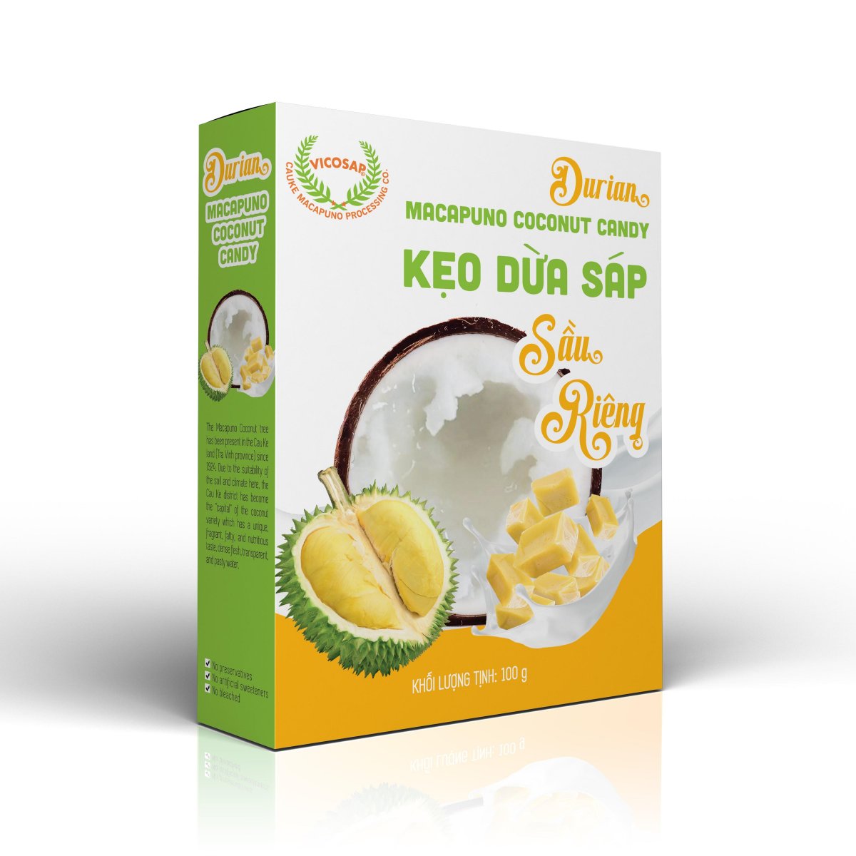 Kẹo dừa sáp sầu riêng hộp 100g